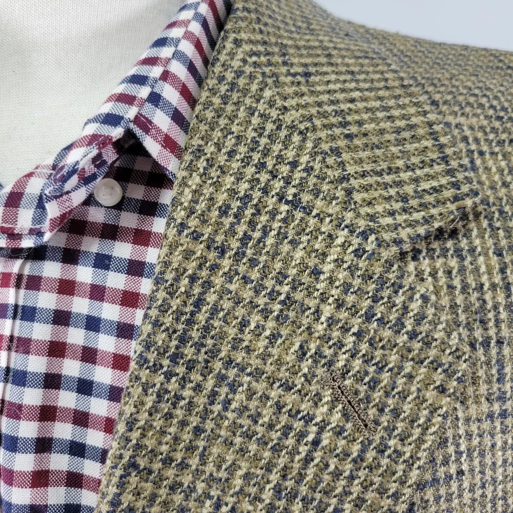 VTG‎ Hart Schaffner Marx Men's Sport Coat Blazer Two Button Houndstooth Silk 42R